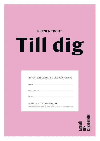 Nedladdningsbar rosa presentkortsmall med texten "Presentkort till dig"