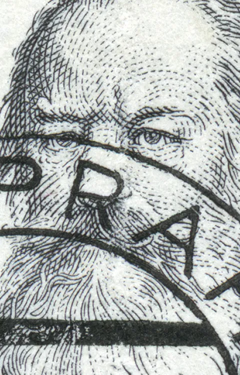 Frimärke med Johannes Brahms