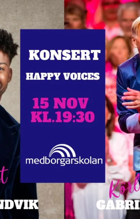 Happy Voices tillsammans med Gabriel Forss och John Lundvik på Malmö Live Konserthus