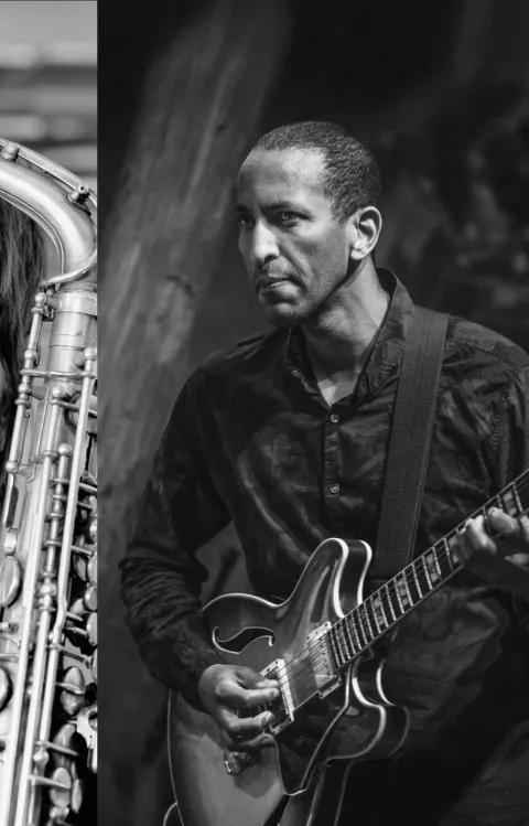 Porträttmontage av musikerna i Legacy Quartet