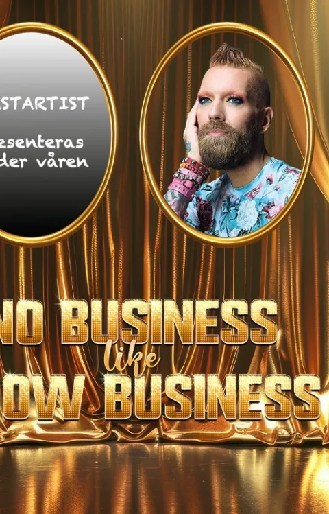 Små bilder på personer som håller mikrofoner framför en gyllene ridå