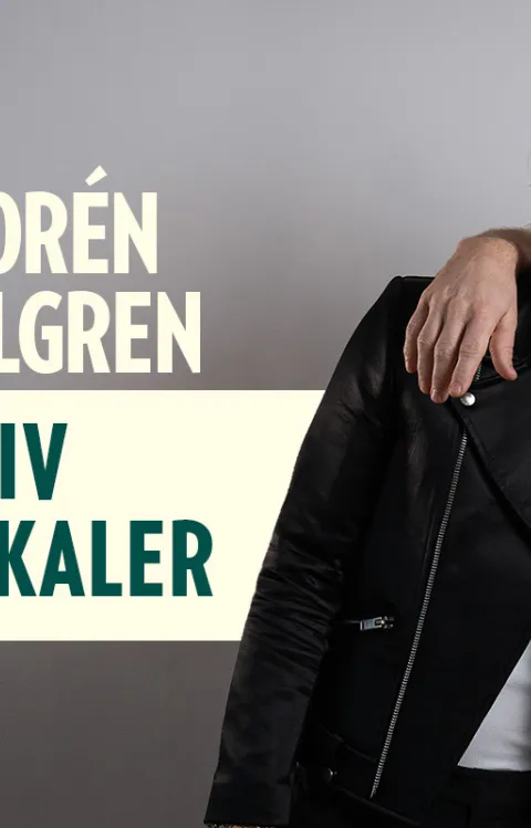 Viktor Norén och Linus Wahlgren står bredvid varandra och skrattar framför en ljusgrå bakgrund