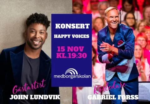 Happy Voices tillsammans med Gabriel Forss och John Lundvik på Malmö Live Konserthus