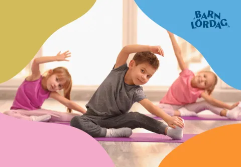 Barn på Yoga, dekorativ evenemangsbild till Barnlördag – Yoga till Livemusik