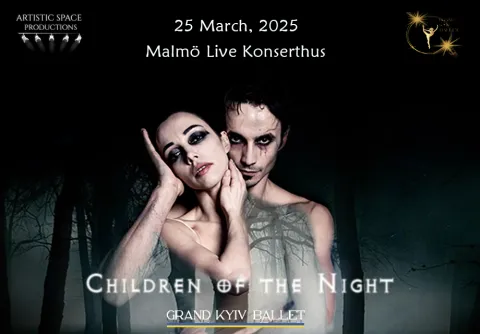 Dekorativ evenemangsbild till balettföreställningen Children of the Night med Grand Kyiv Balett