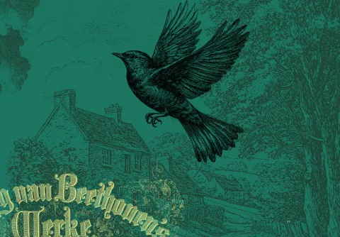 Dekorativ illustration över flygande fågel