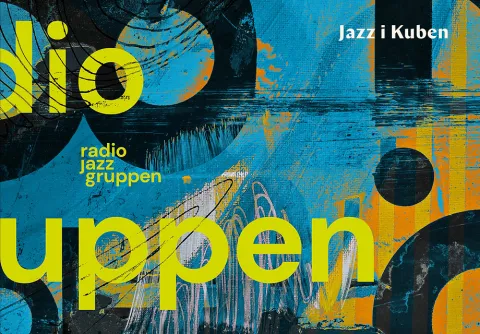 Texten radiojazzgruppen med en abstrakt bakgrund