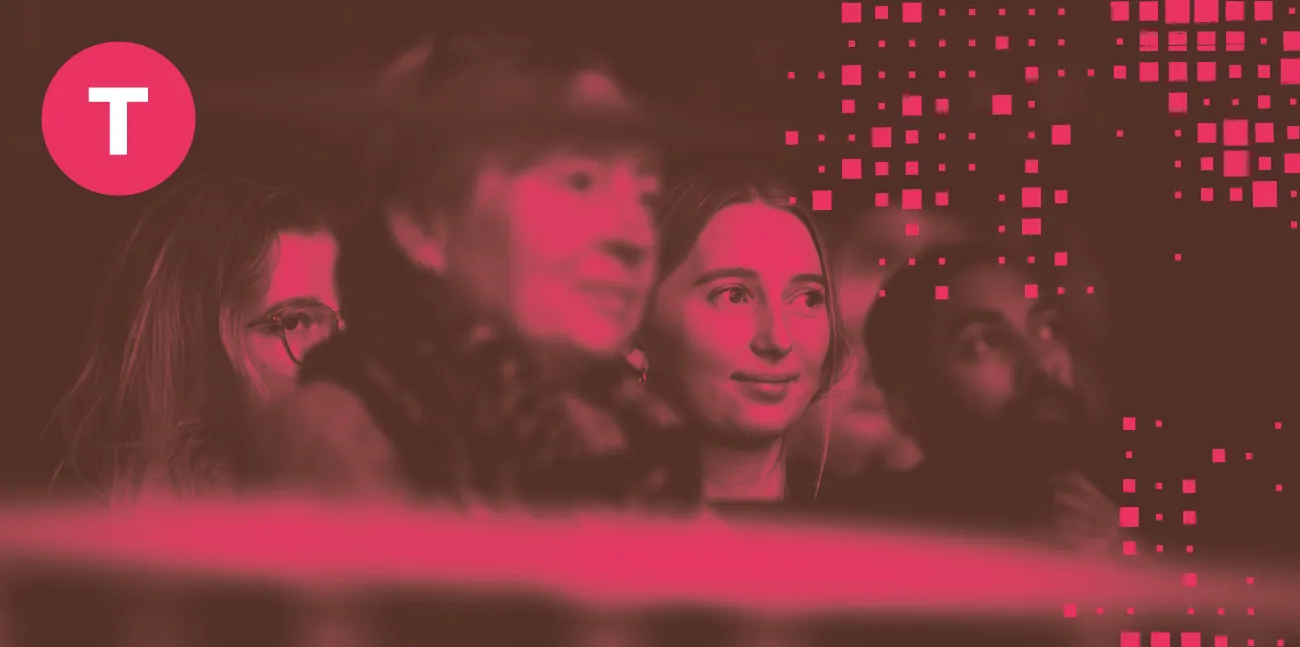 Infärgad stor bild över foto på publik i Konsertsalen, Torsdagsfavoriter-ikon i bild