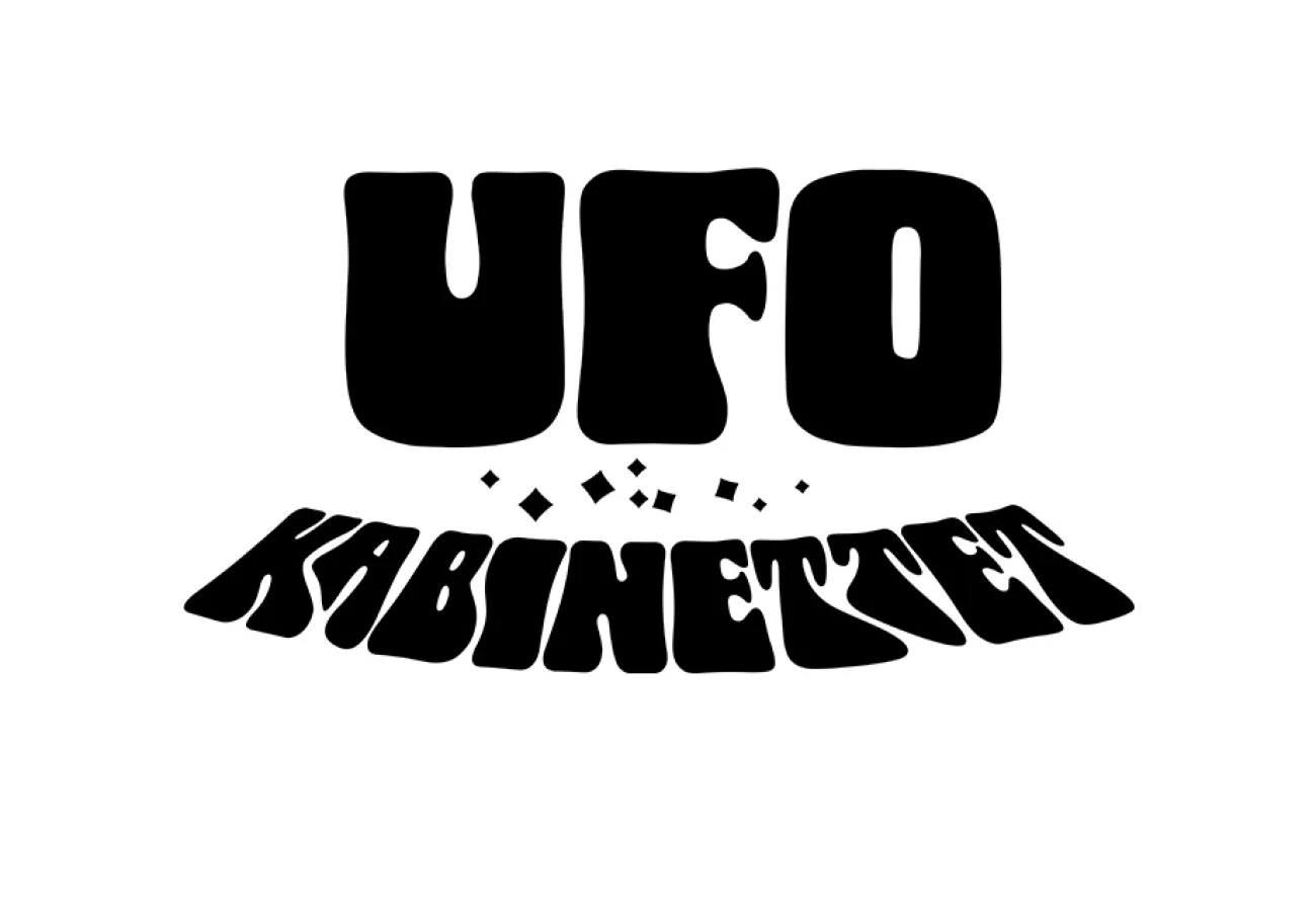 UFO-kabinettet logga i svart text