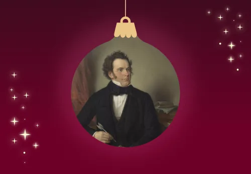 Schubert inuti en julgranskula.