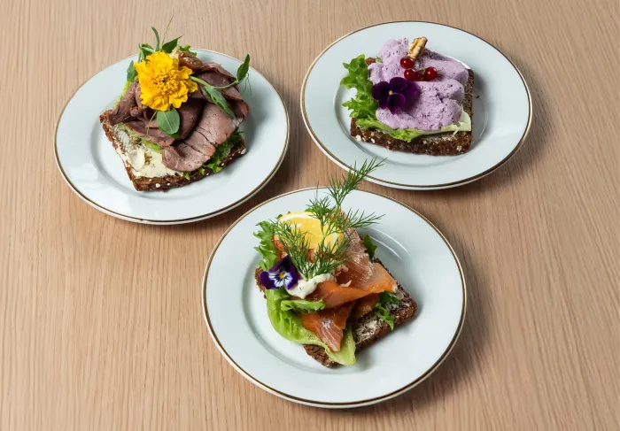 Tre olika sorters Smörrebröd
